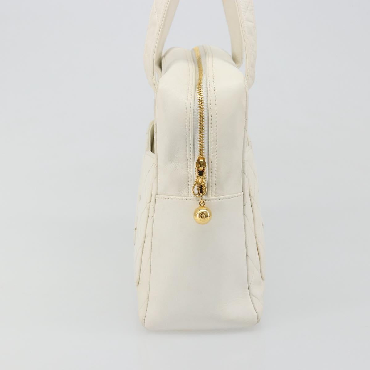CHANEL Matelasse Hand Bag Canvas White Gold CC Auth 185821A - Jerrillo image 4