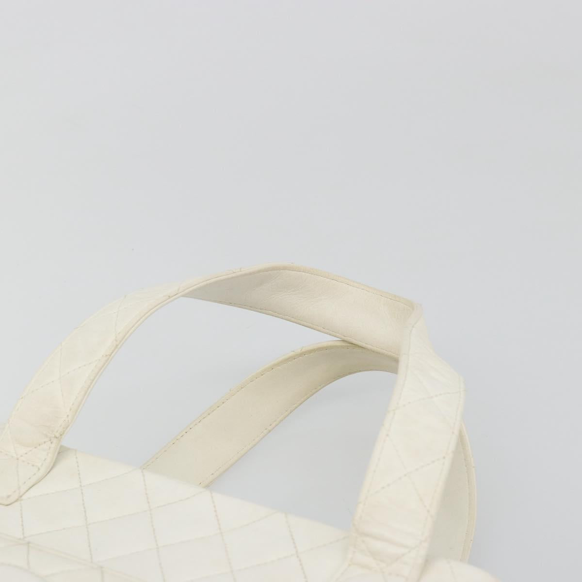CHANEL Matelasse Hand Bag Canvas White Gold CC Auth 185821A - Jerrillo image 8