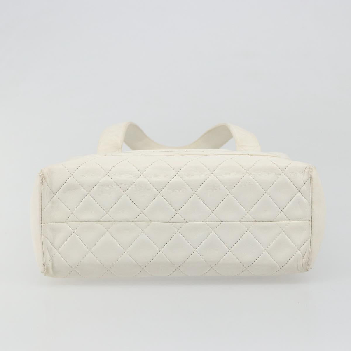 CHANEL Matelasse Hand Bag Canvas White Gold CC Auth 185821A - Jerrillo image 5