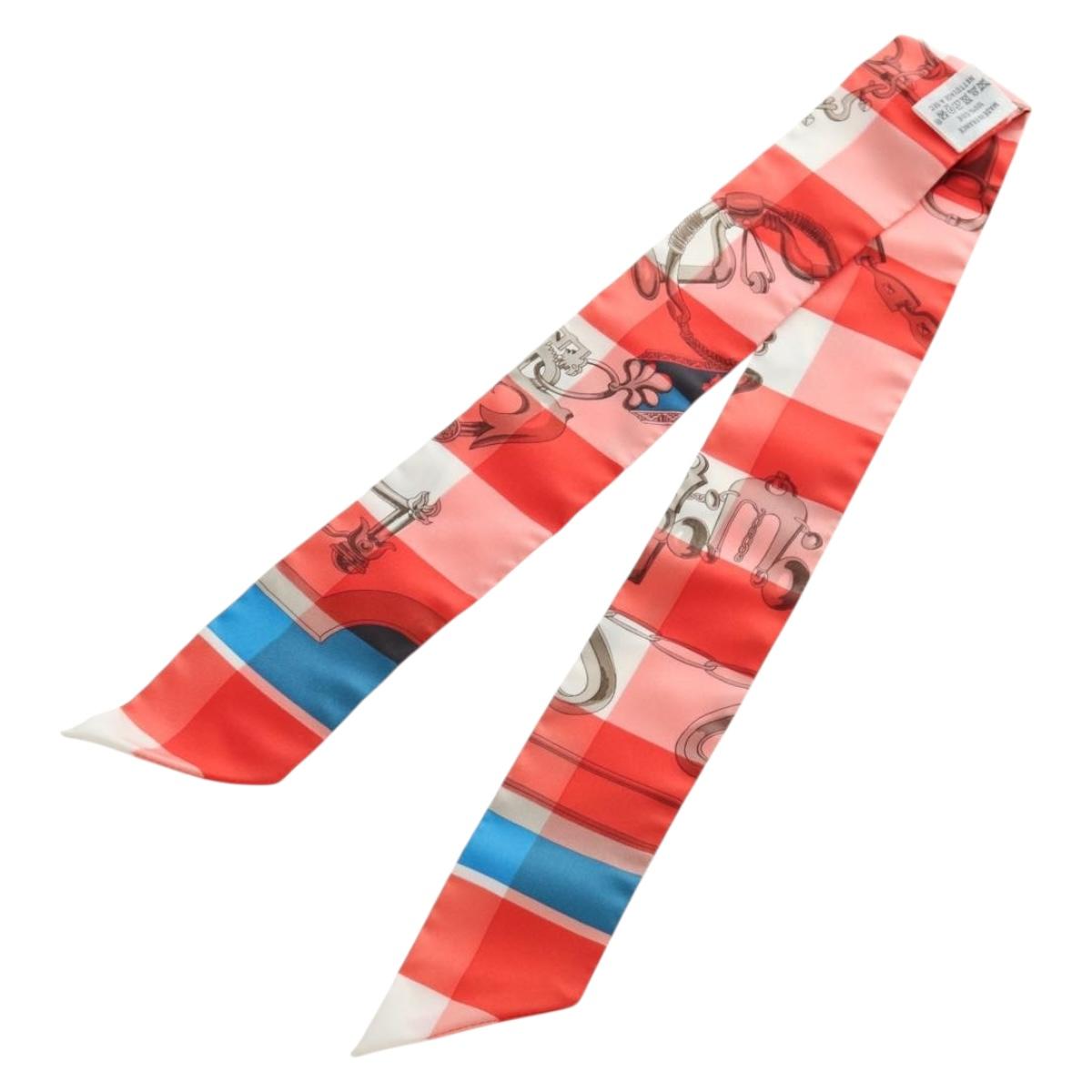 HERMES Twilly Scarf Silk Red Auth 185842M - Jerrillo image 6