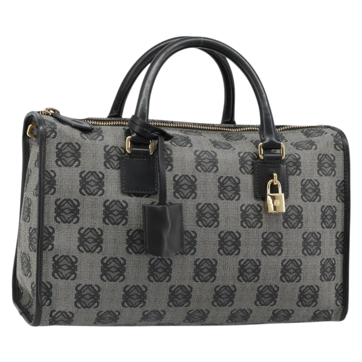 LOEWE Anagram Amazona 36 Hand Bag PVC Black Gold Auth 186081A - Jerrillo