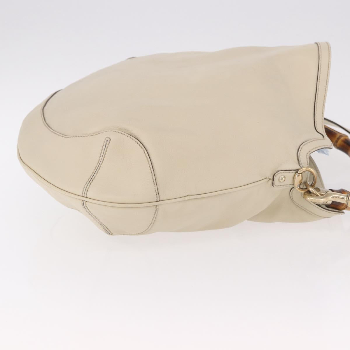 GUCCI Bamboo Hand Bag Leather 2way White Gold 169976 Auth 186098A - Jerrillo image 3