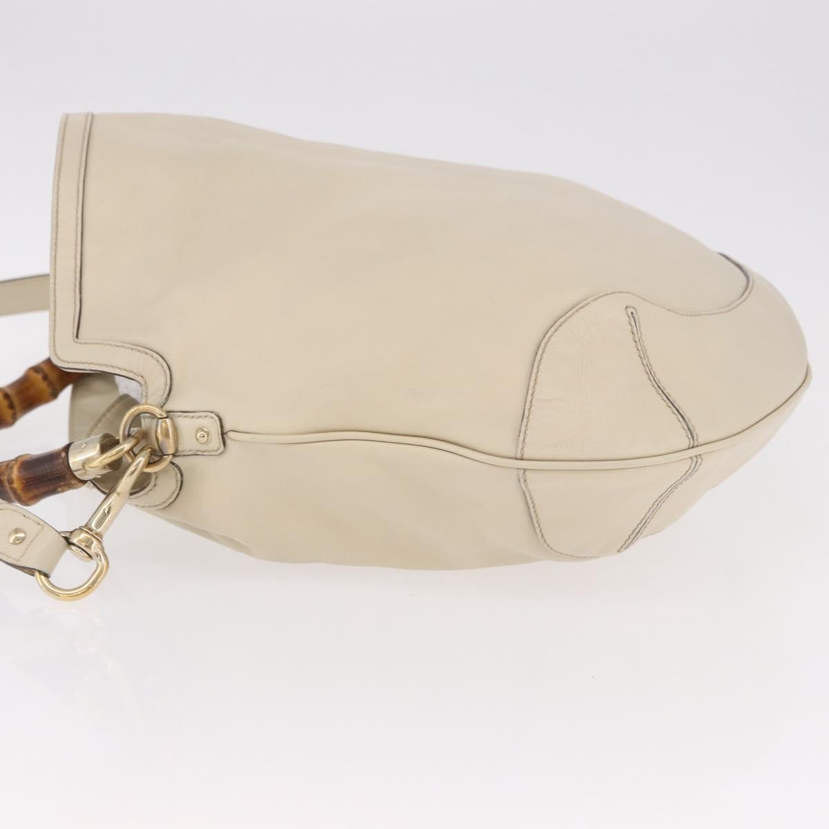 GUCCI Bamboo Hand Bag Leather 2way White Gold 169976 Auth 186098A - Jerrillo image 4