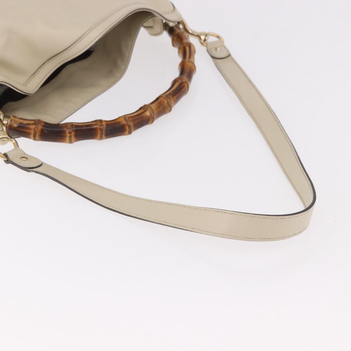GUCCI Bamboo Hand Bag Leather 2way White Gold 169976 Auth 186098A - Jerrillo image 9