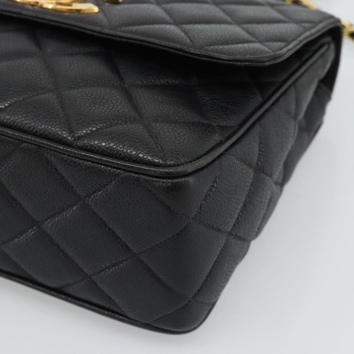 CHANEL Chain Matelasse Shoulder Bag Caviar Skin Black Gold CC Auth 186150V - Jerrillo image 9