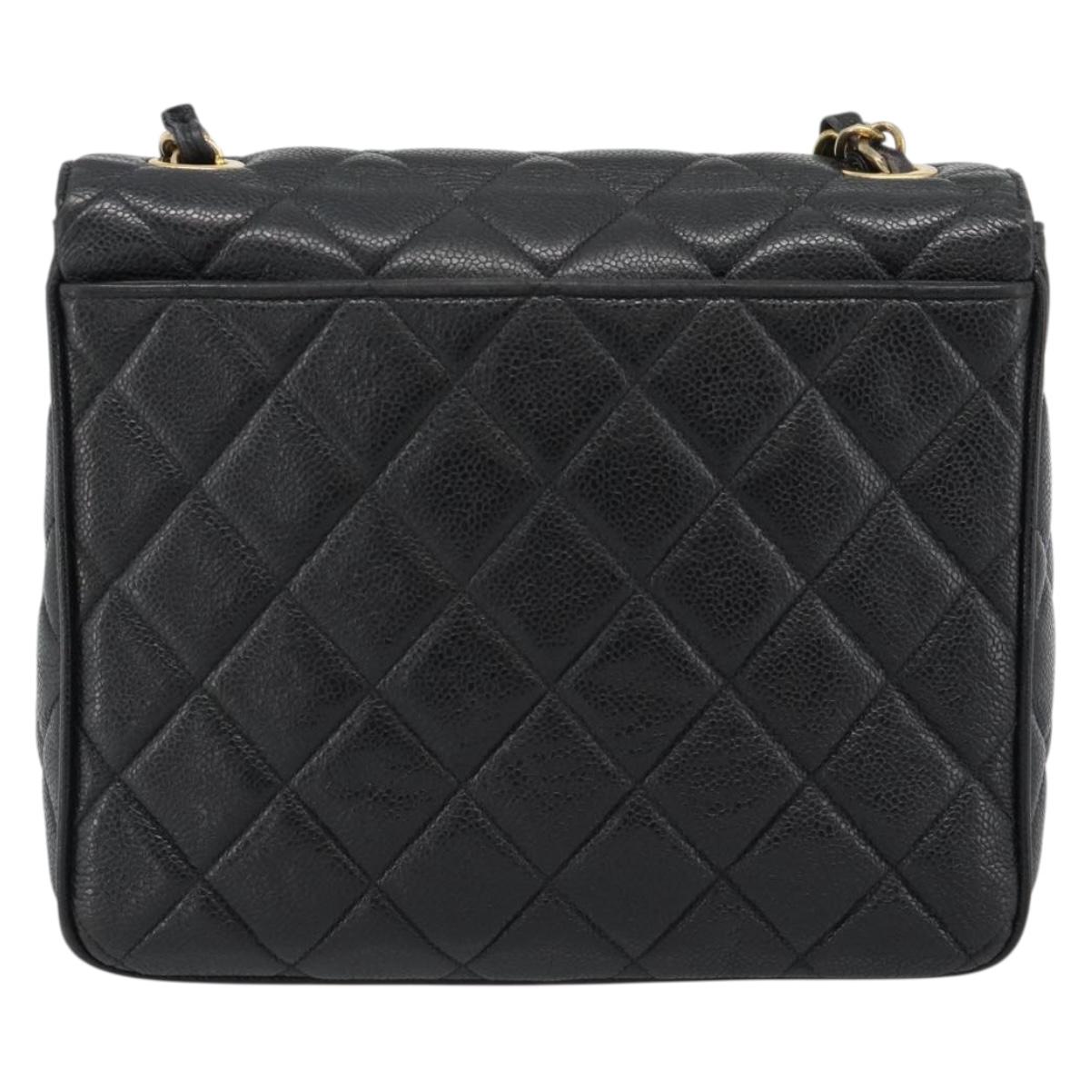 CHANEL Chain Matelasse Shoulder Bag Caviar Skin Black Gold CC Auth 186150V - Jerrillo image 2