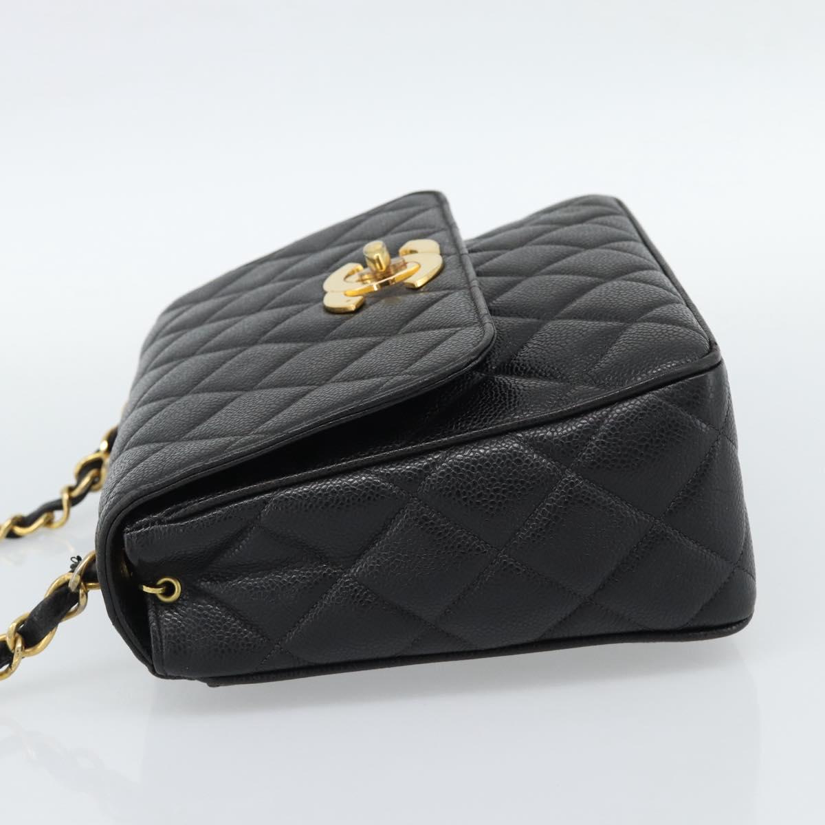 CHANEL Chain Matelasse Shoulder Bag Caviar Skin Black Gold CC Auth 186150V - Jerrillo image 3