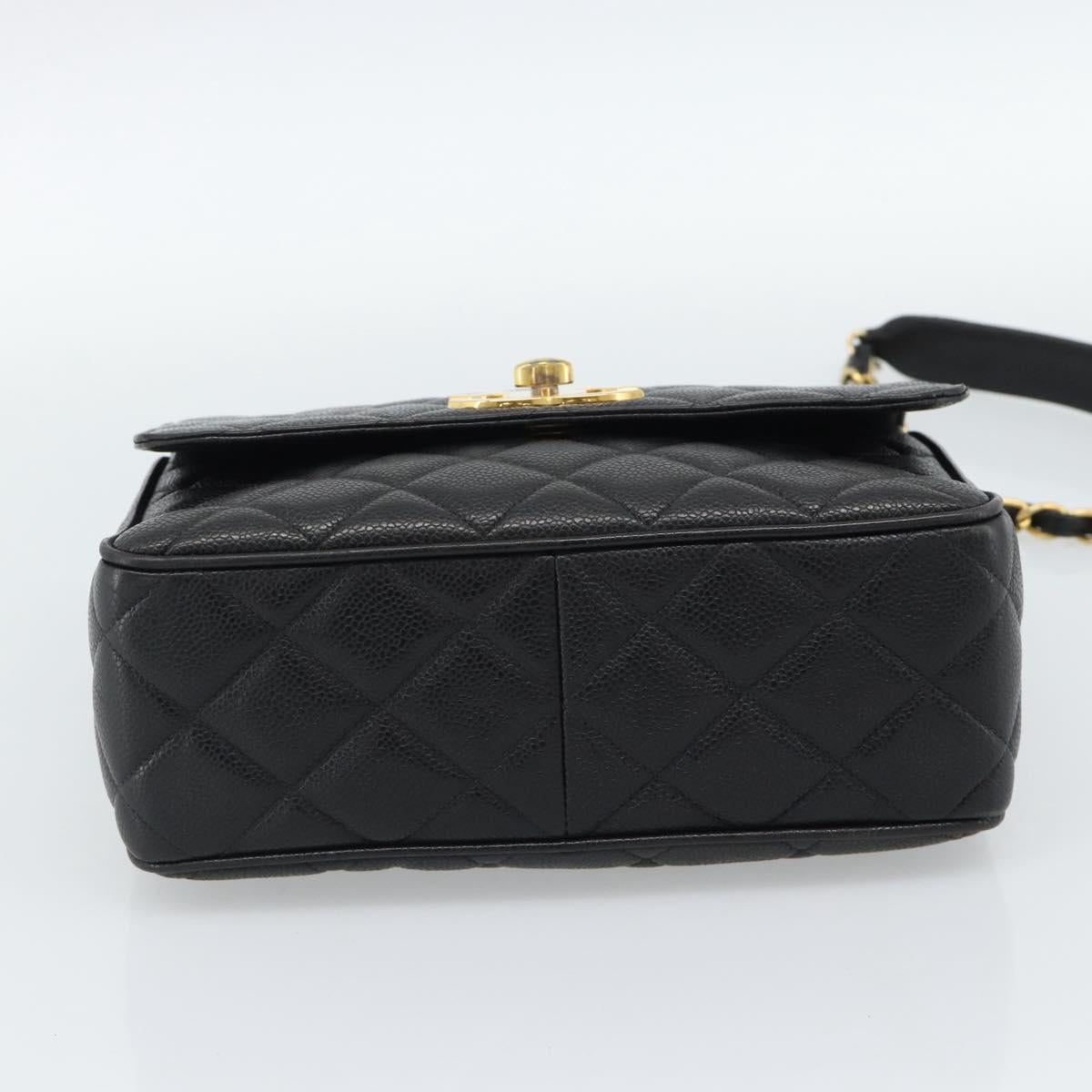 CHANEL Chain Matelasse Shoulder Bag Caviar Skin Black Gold CC Auth 186150V - Jerrillo image 5