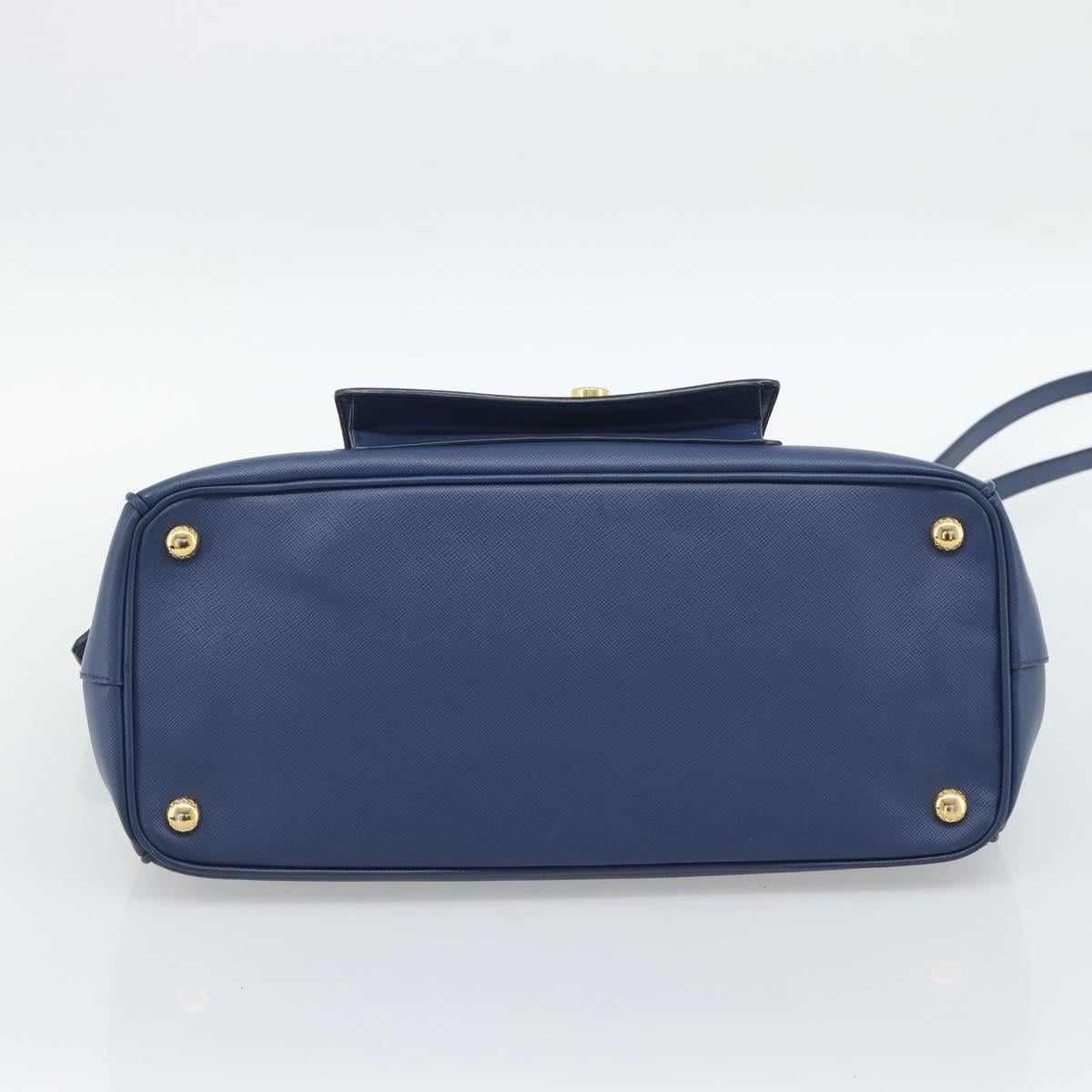 PRADA Hand Bag Saffiano leather 2way Blue Gold Auth 186202M - Jerrillo image 5