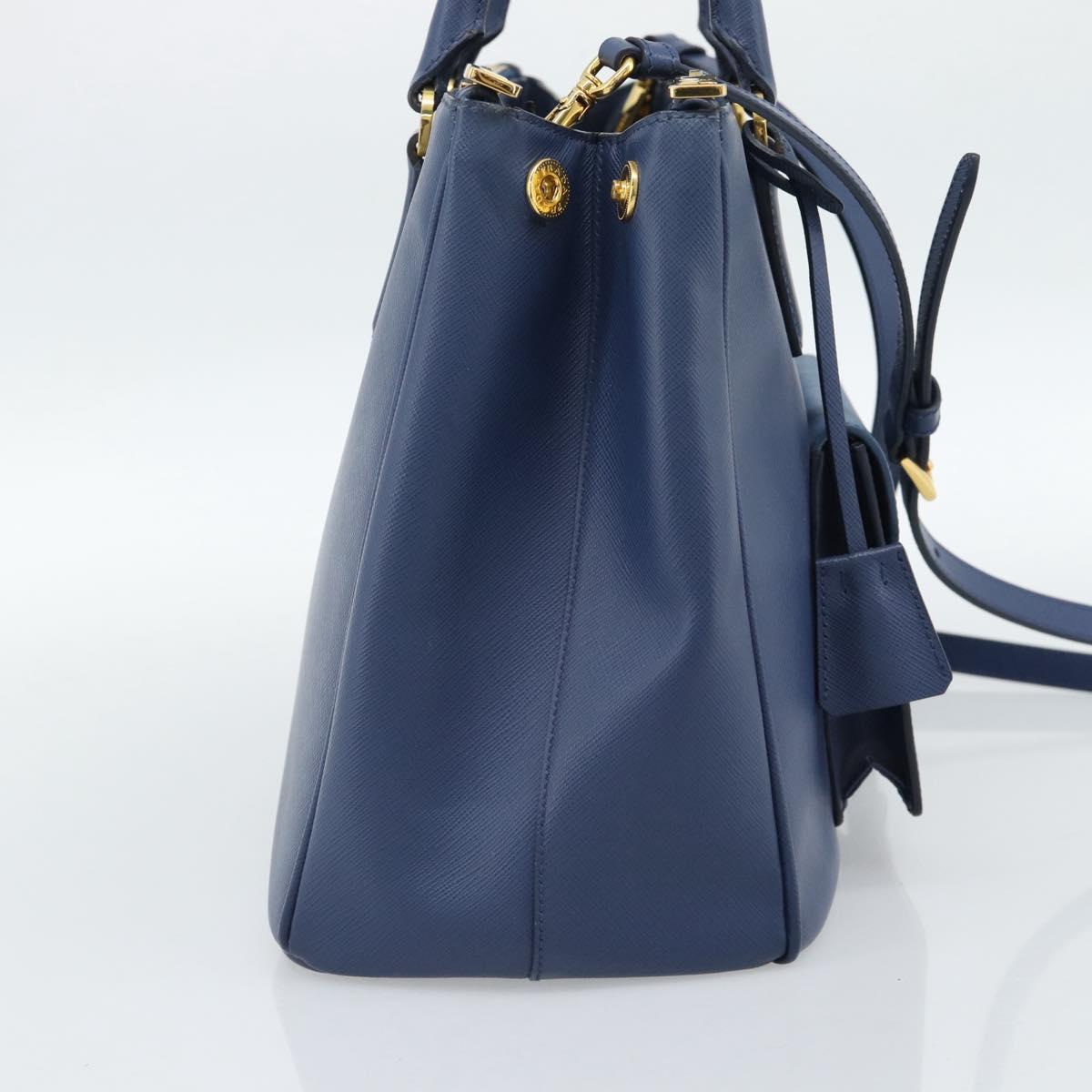 PRADA Hand Bag Saffiano leather 2way Blue Gold Auth 186202M - Jerrillo image 3
