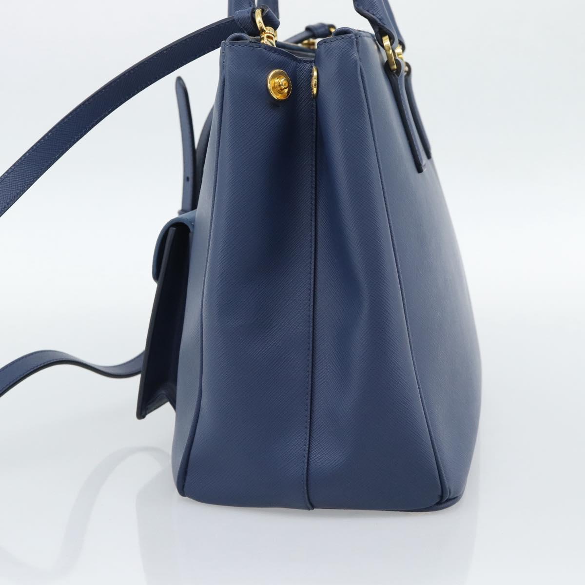 PRADA Hand Bag Saffiano leather 2way Blue Gold Auth 186202M - Jerrillo image 4