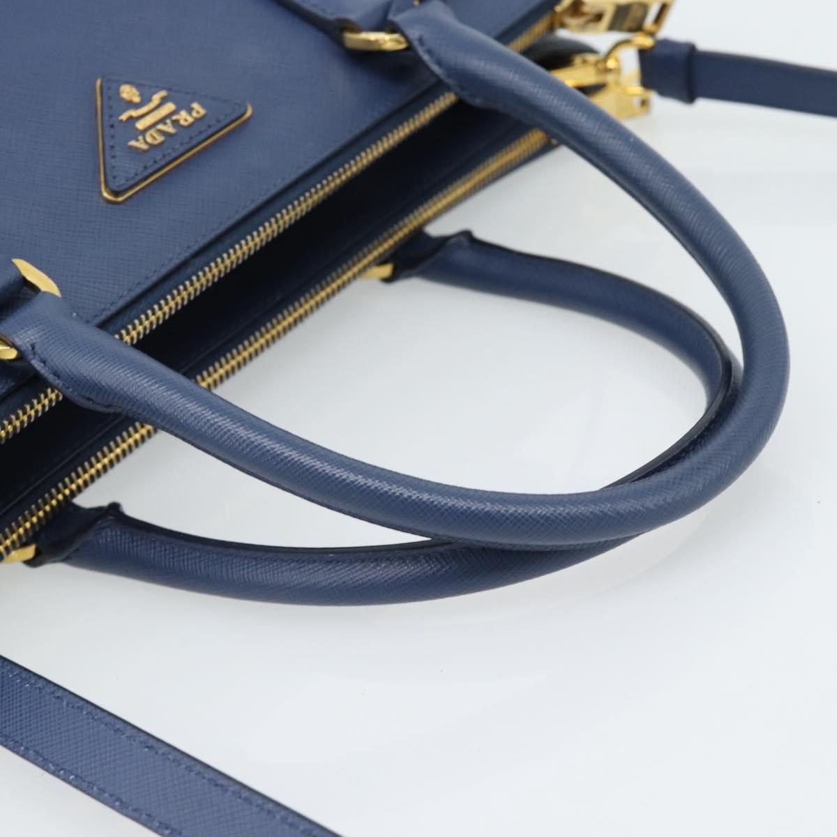 PRADA Hand Bag Saffiano leather 2way Blue Gold Auth 186202M - Jerrillo image 7