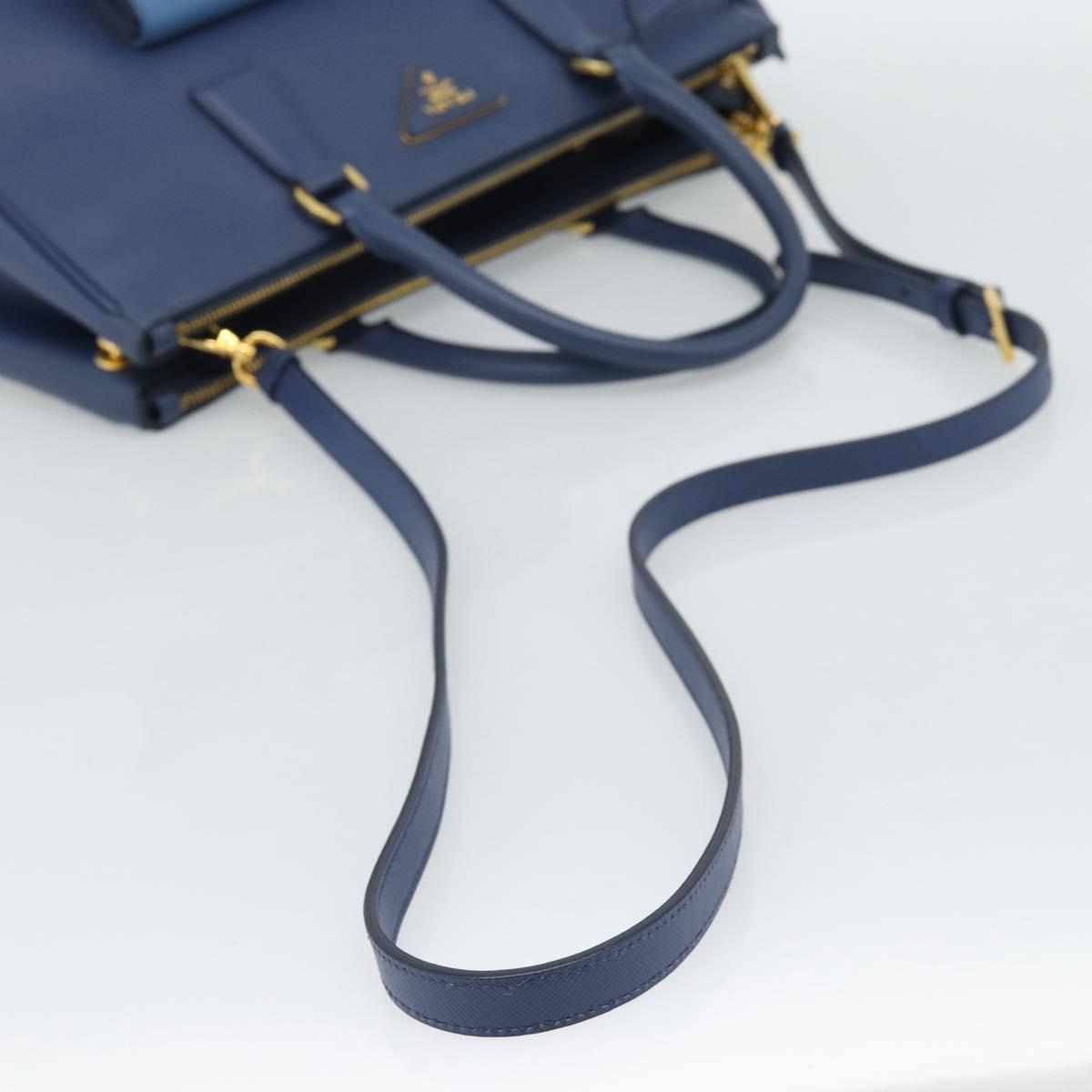 PRADA Hand Bag Saffiano leather 2way Blue Gold Auth 186202M - Jerrillo image 8