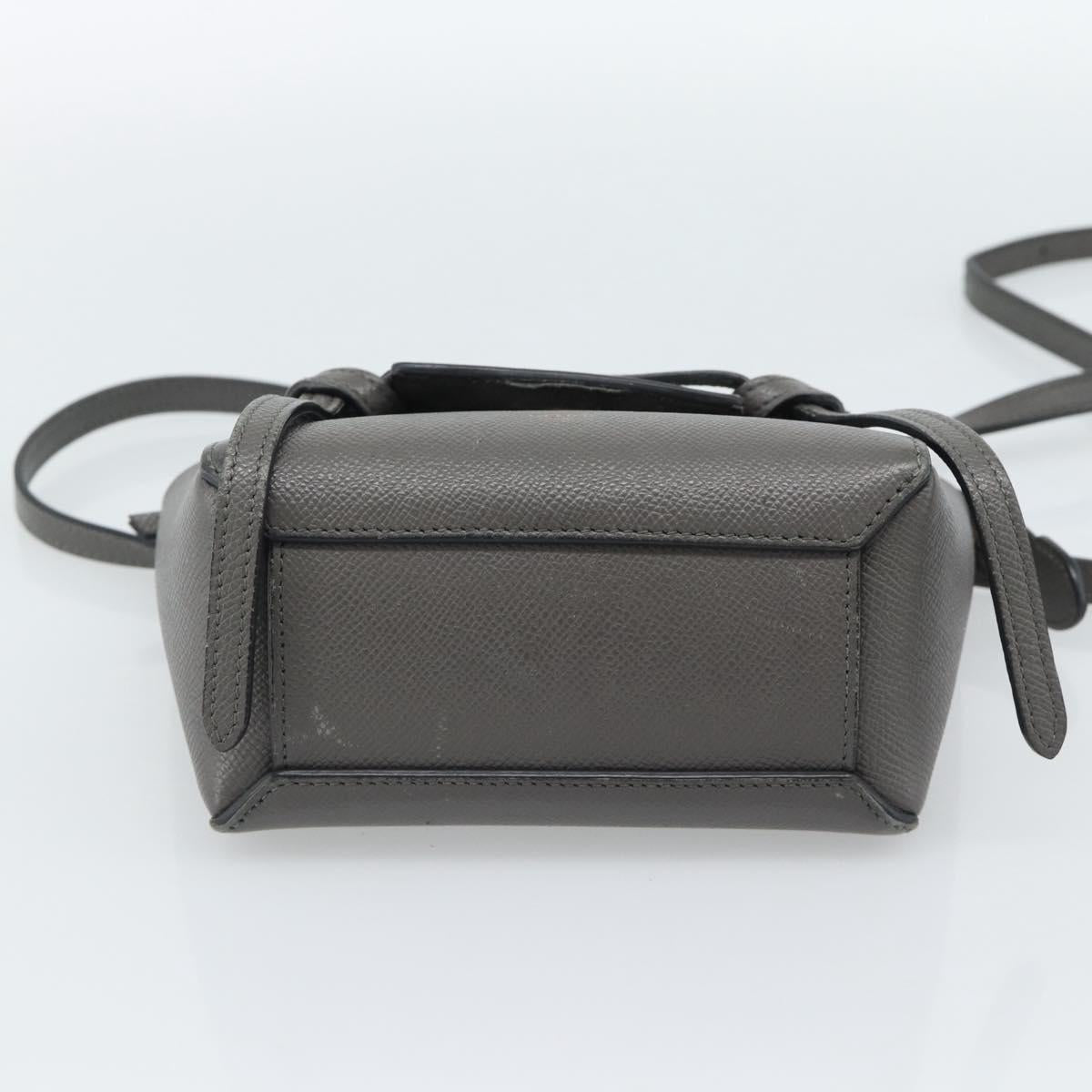 CELINE Pico Belt Hand Bag Leather 2way Gray Gold Auth 186203 - Jerrillo image 5