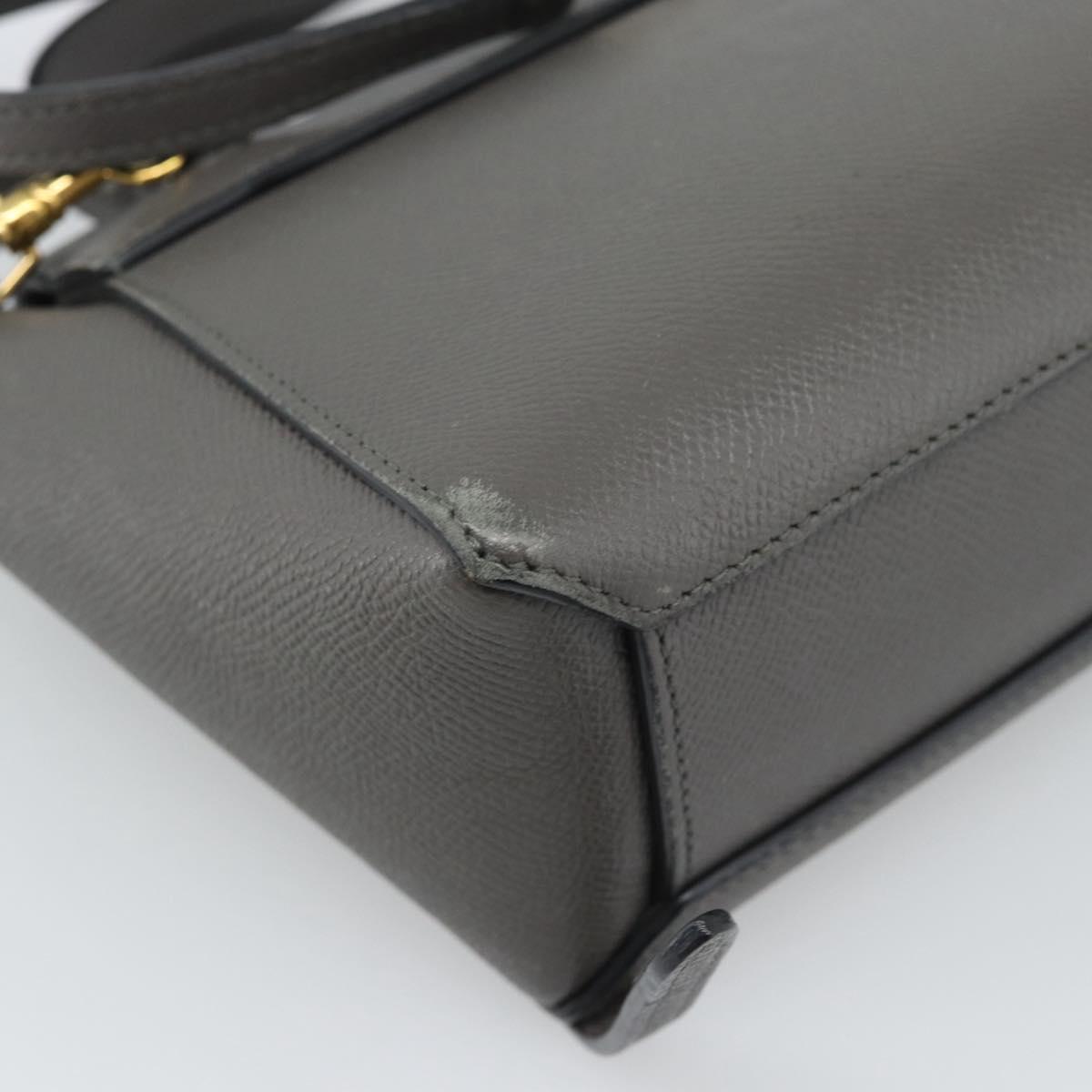 CELINE Pico Belt Hand Bag Leather 2way Gray Gold Auth 186203 - Jerrillo image 10