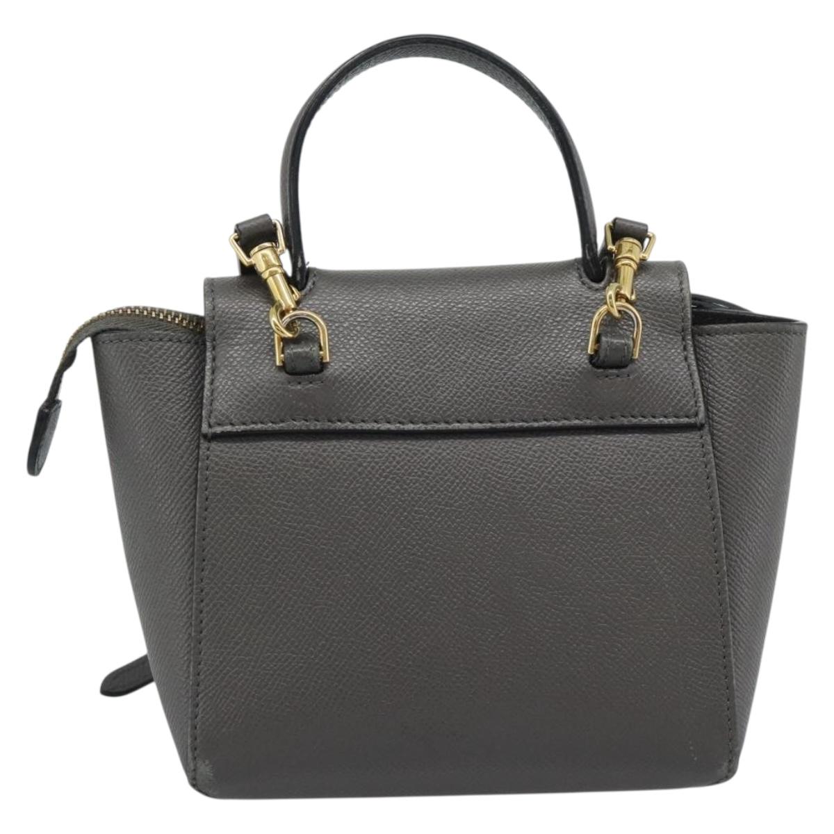 CELINE Pico Belt Hand Bag Leather 2way Gray Gold Auth 186203 - Jerrillo image 2