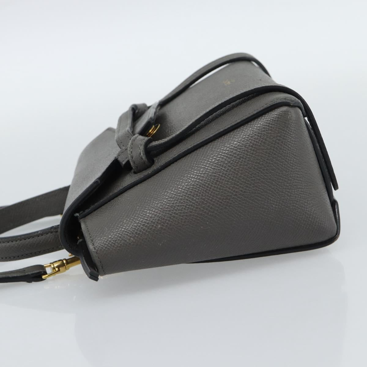 CELINE Pico Belt Hand Bag Leather 2way Gray Gold Auth 186203 - Jerrillo image 3