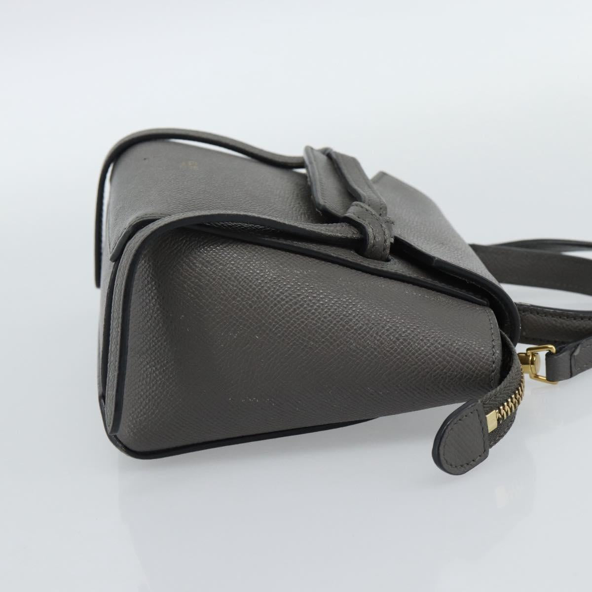 CELINE Pico Belt Hand Bag Leather 2way Gray Gold Auth 186203 - Jerrillo image 4