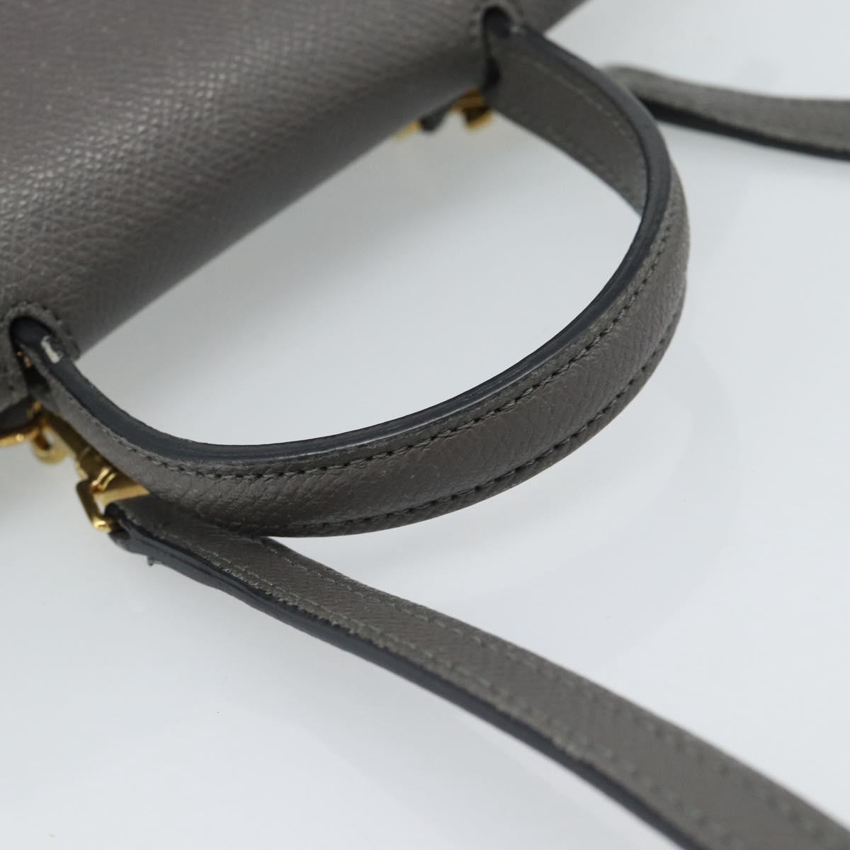 CELINE Pico Belt Hand Bag Leather 2way Gray Gold Auth 186203 - Jerrillo image 7