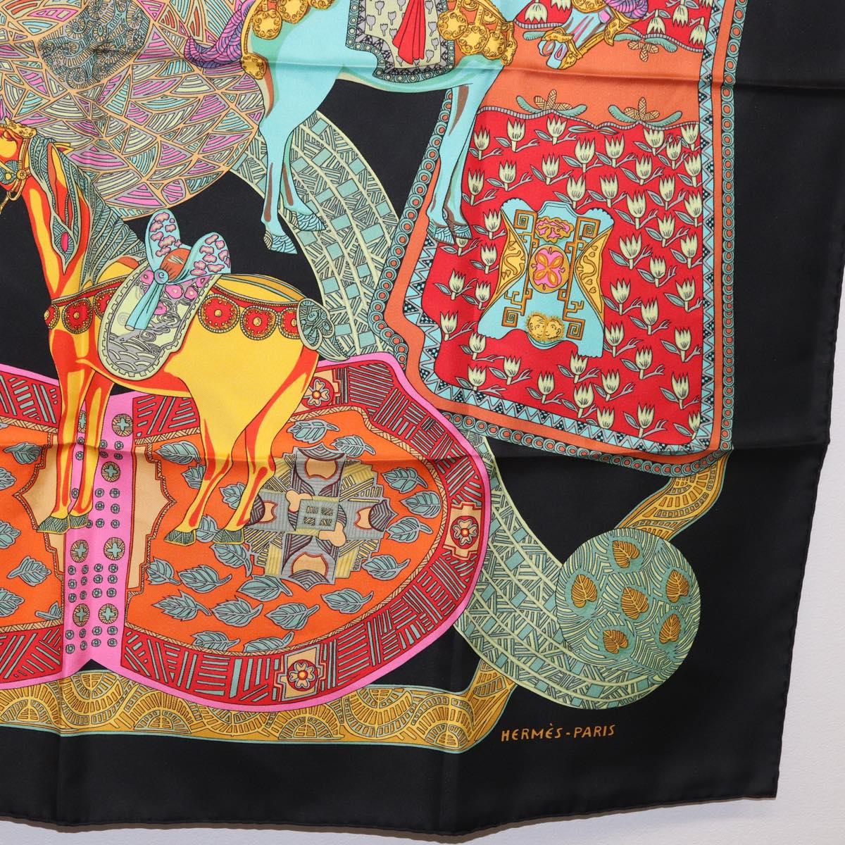 HERMES Carre 90 Scarf "ART des STEPPES" Silk Black Auth 186251M - Jerrillo image 10