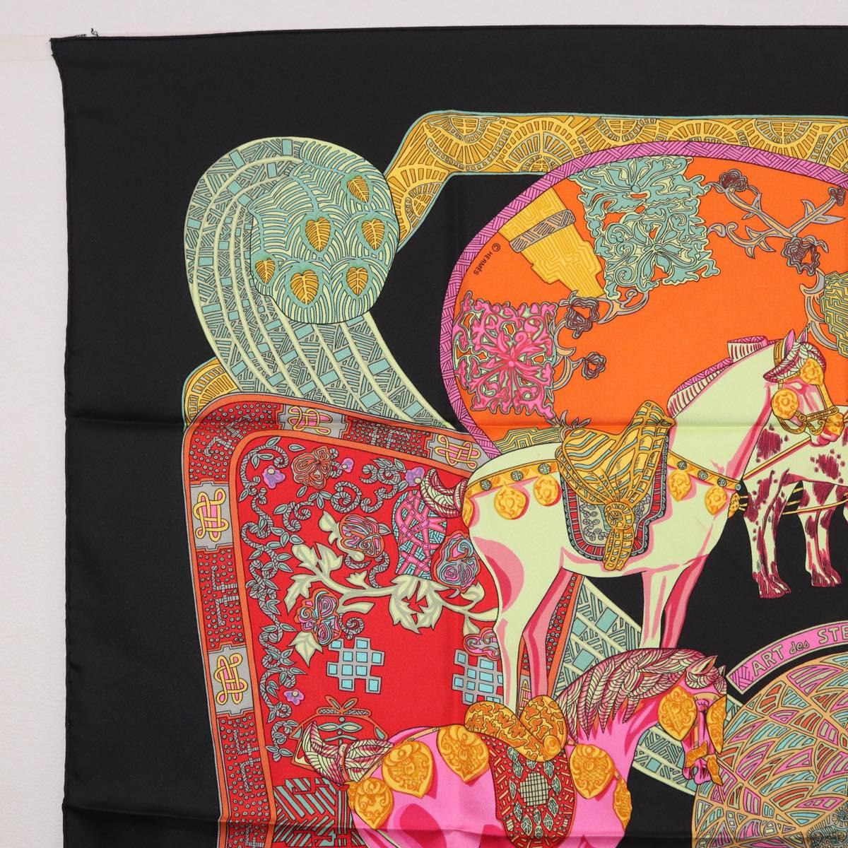 HERMES Carre 90 Scarf "ART des STEPPES" Silk Black Auth 186251M - Jerrillo image 2
