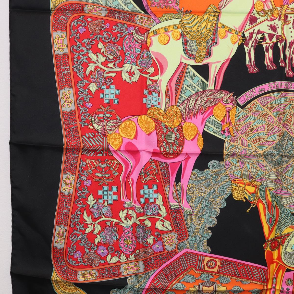 HERMES Carre 90 Scarf "ART des STEPPES" Silk Black Auth 186251M - Jerrillo image 5