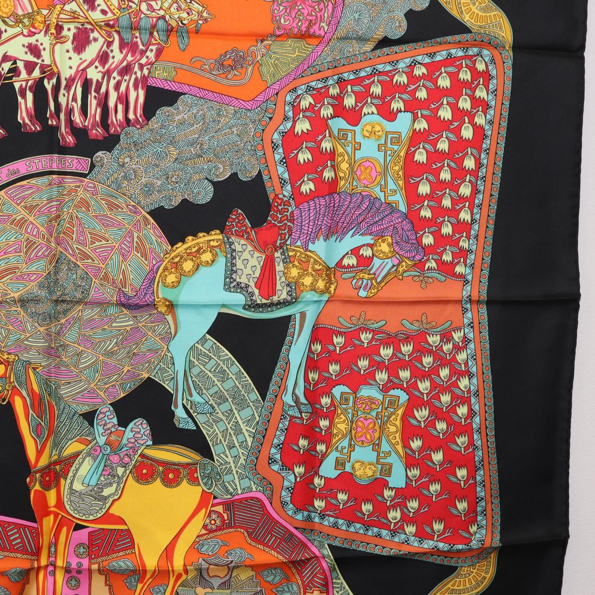 HERMES Carre 90 Scarf "ART des STEPPES" Silk Black Auth 186251M - Jerrillo image 7