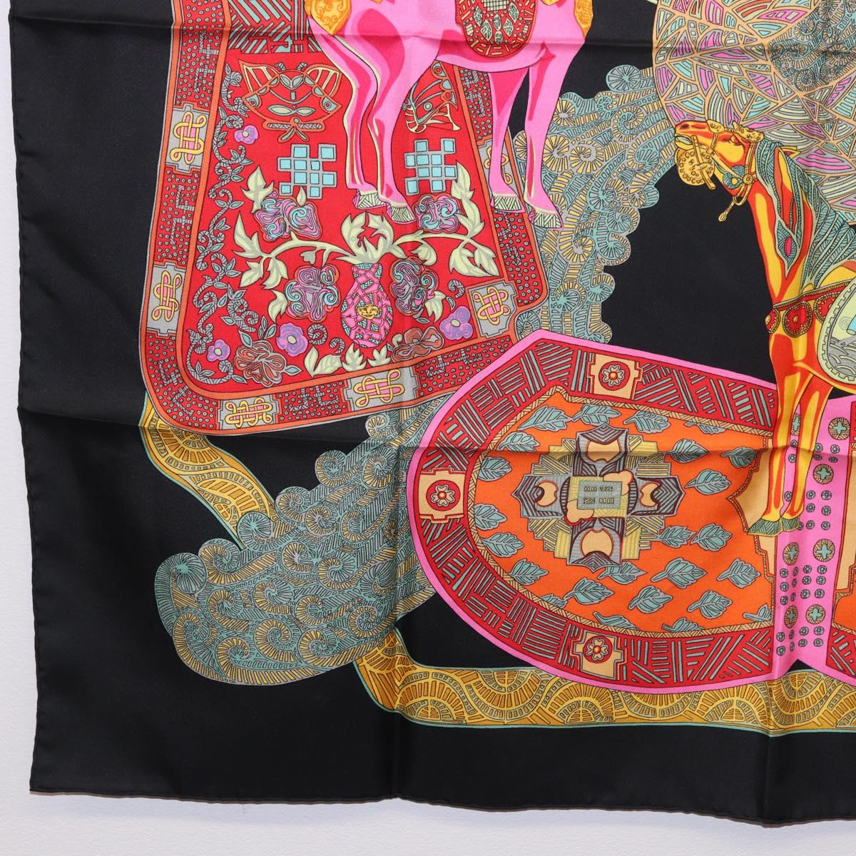 HERMES Carre 90 Scarf "ART des STEPPES" Silk Black Auth 186251M - Jerrillo image 8
