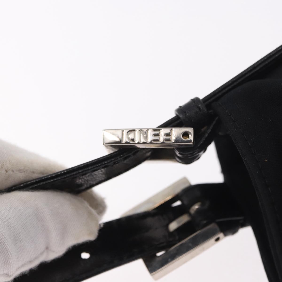 Borsa a tracolla FENDI Mamma Baguette in jersey di cotone, nera e argento, autentica 186336 image 9