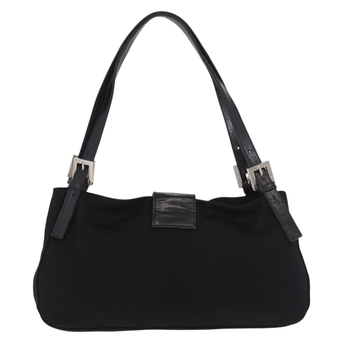 Borsa a tracolla FENDI Mamma Baguette in jersey di cotone, nera e argento, autentica 186336 image 2