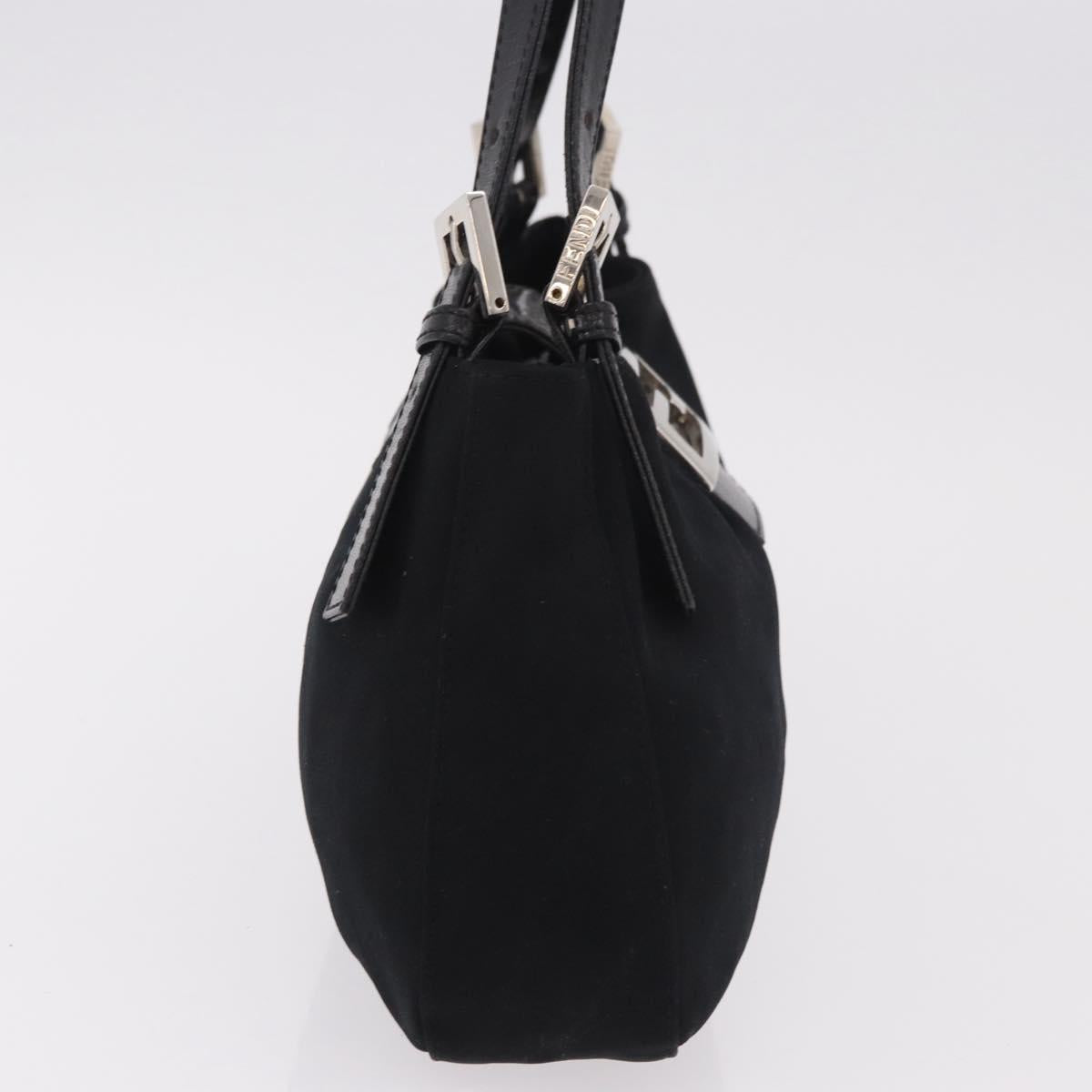 Borsa a tracolla FENDI Mamma Baguette in jersey di cotone, nera e argento, autentica 186336 image 4