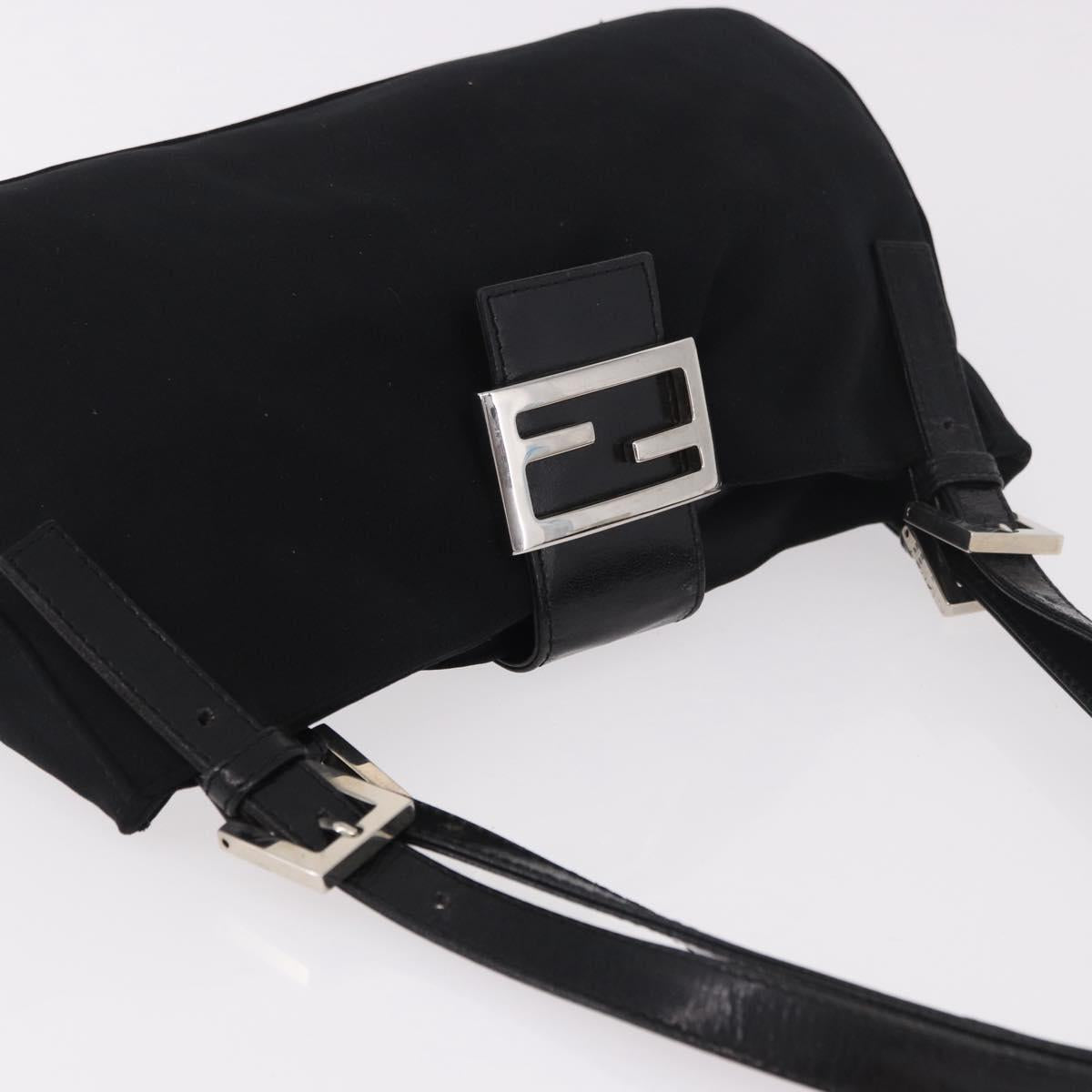 Borsa a tracolla FENDI Mamma Baguette in jersey di cotone, nera e argento, autentica 186336 image 6