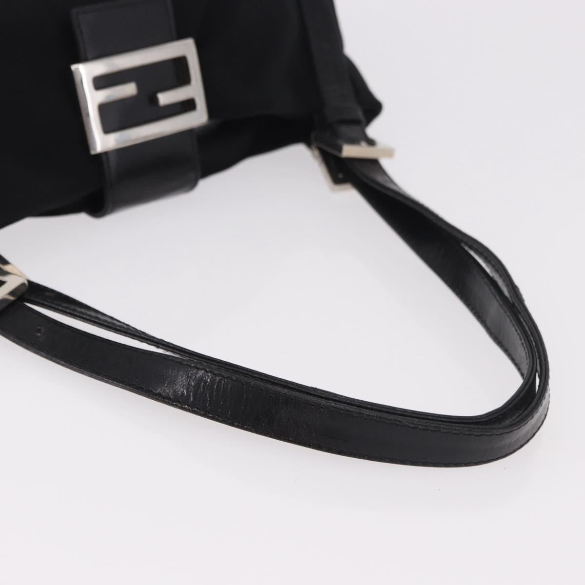 Borsa a tracolla FENDI Mamma Baguette in jersey di cotone, nera e argento, autentica 186336 image 7