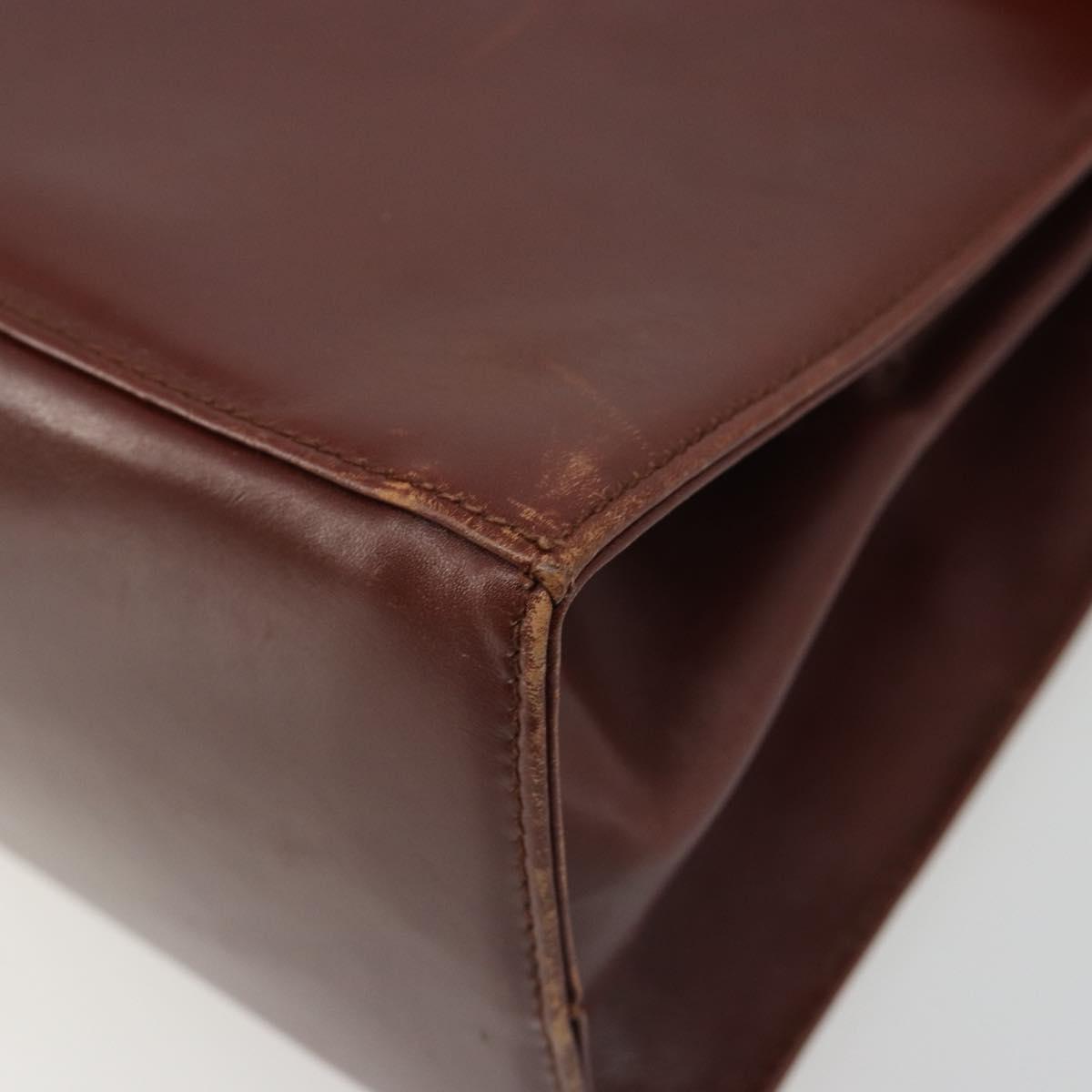 Salvatore Ferragamo Gancini Hand Bag Leather 2way Brown Gold Auth 186375 - Jerrillo image 10