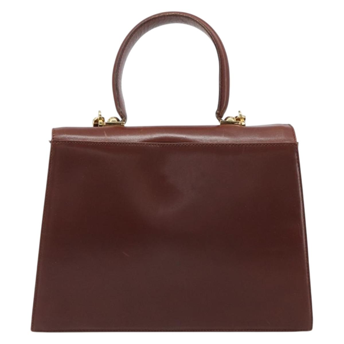 Salvatore Ferragamo Gancini Hand Bag Leather 2way Brown Gold Auth 186375 - Jerrillo image 2