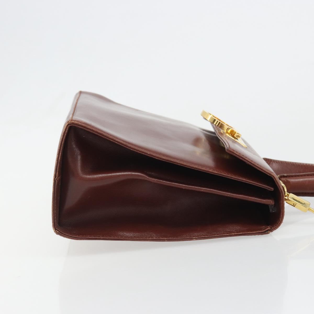 Salvatore Ferragamo Gancini Hand Bag Leather 2way Brown Gold Auth 186375 - Jerrillo image 3