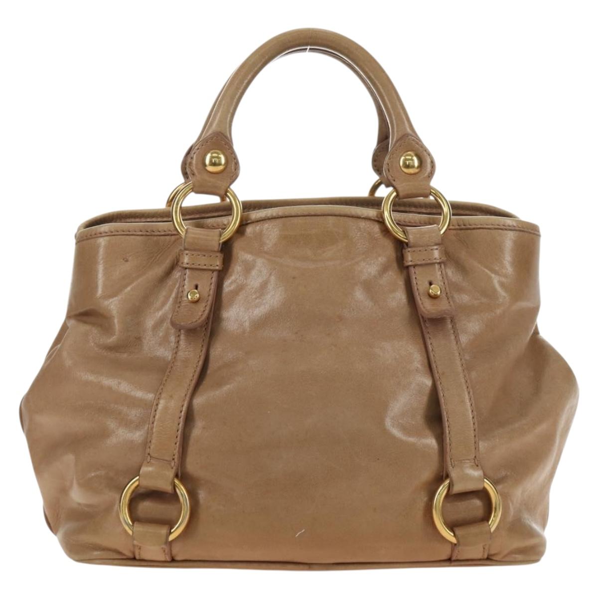 Miu Miu Hand Bag Leather Beige Gold Auth 186439V - Jerrillo image 3