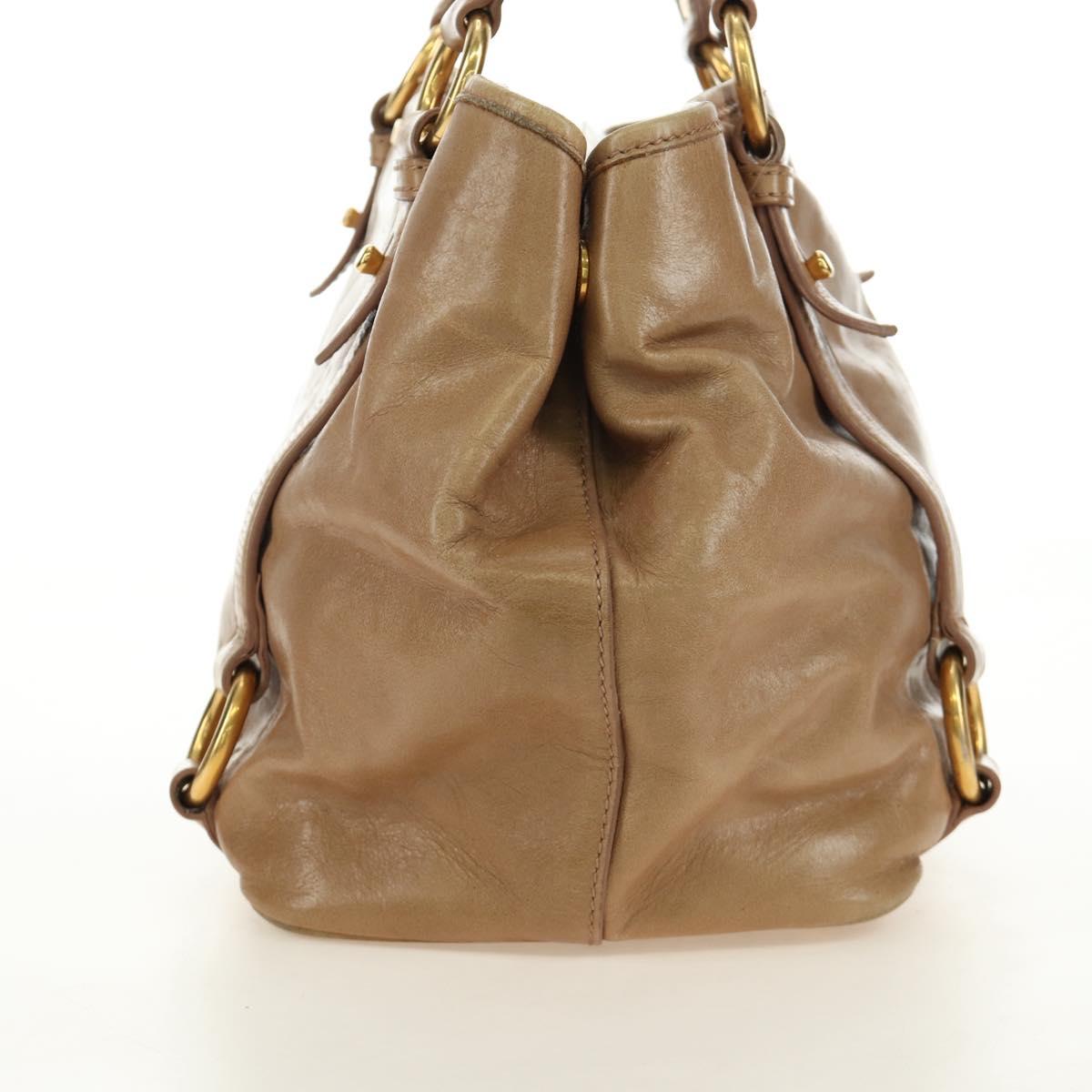 Miu Miu Hand Bag Leather Beige Gold Auth 186439V - Jerrillo image 5