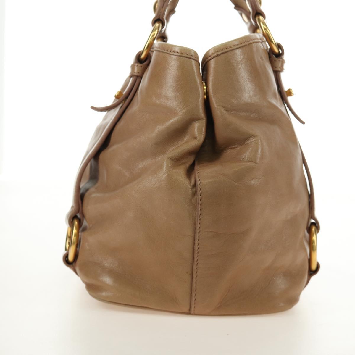 Miu Miu Hand Bag Leather Beige Gold Auth 186439V - Jerrillo image 6