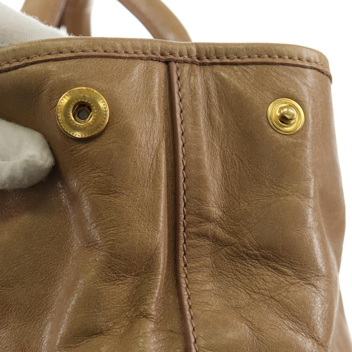 Miu Miu Hand Bag Leather Beige Gold Auth 186439V - Jerrillo image 7