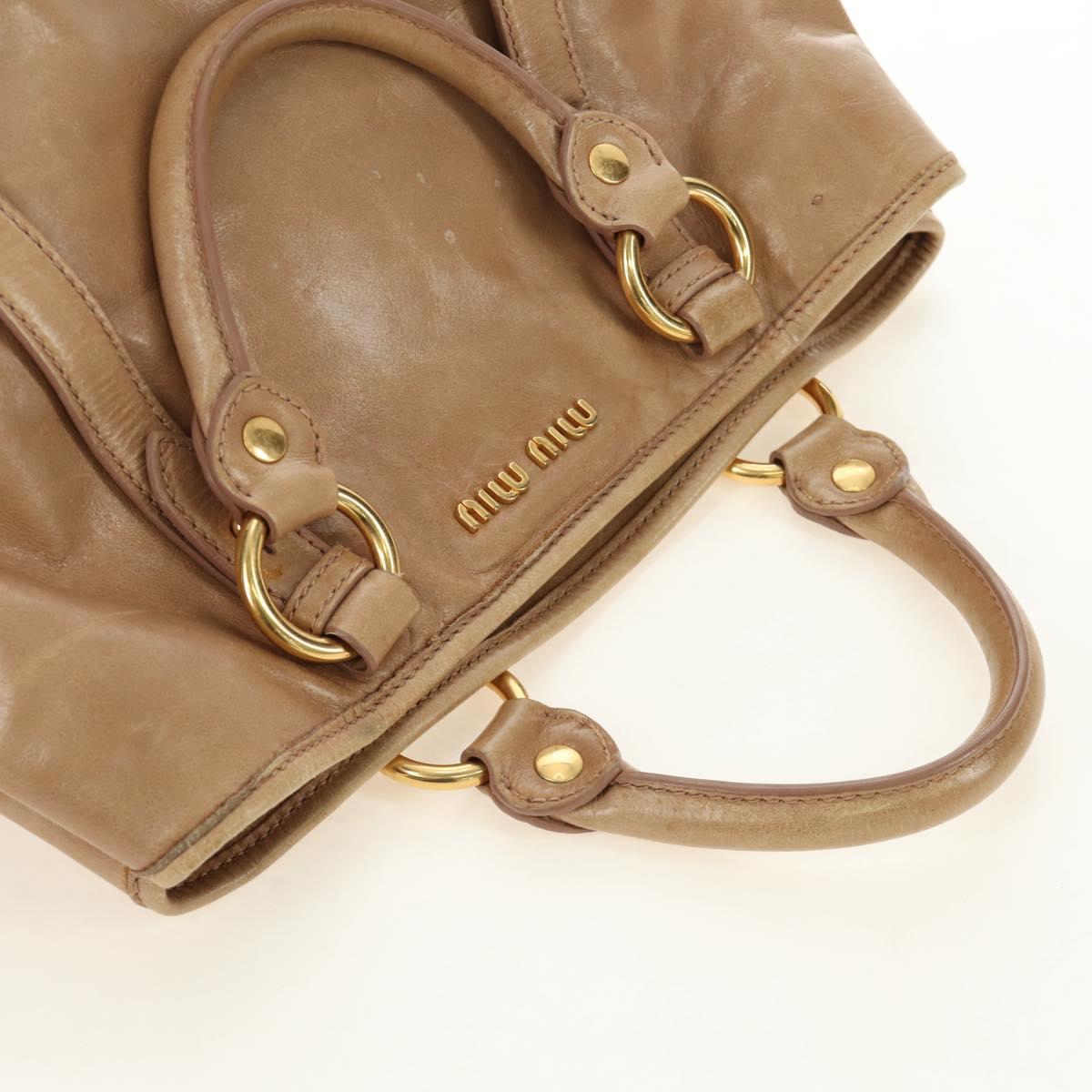 Miu Miu Hand Bag Leather Beige Gold Auth 186439V - Jerrillo image 8
