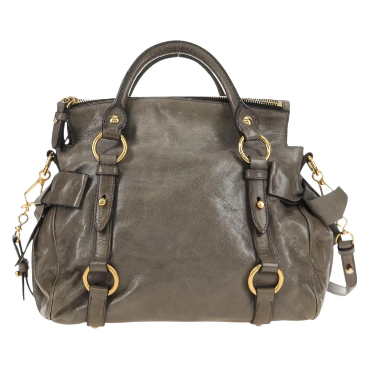 Miu Miu Hand Bag Leather 2way Gray Gold Auth 186440SAM - Jerrillo image 3