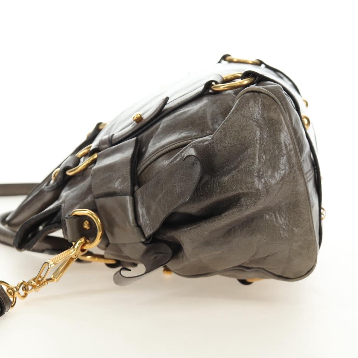 Miu Miu Hand Bag Leather 2way Gray Gold Auth 186440SAM - Jerrillo image 4
