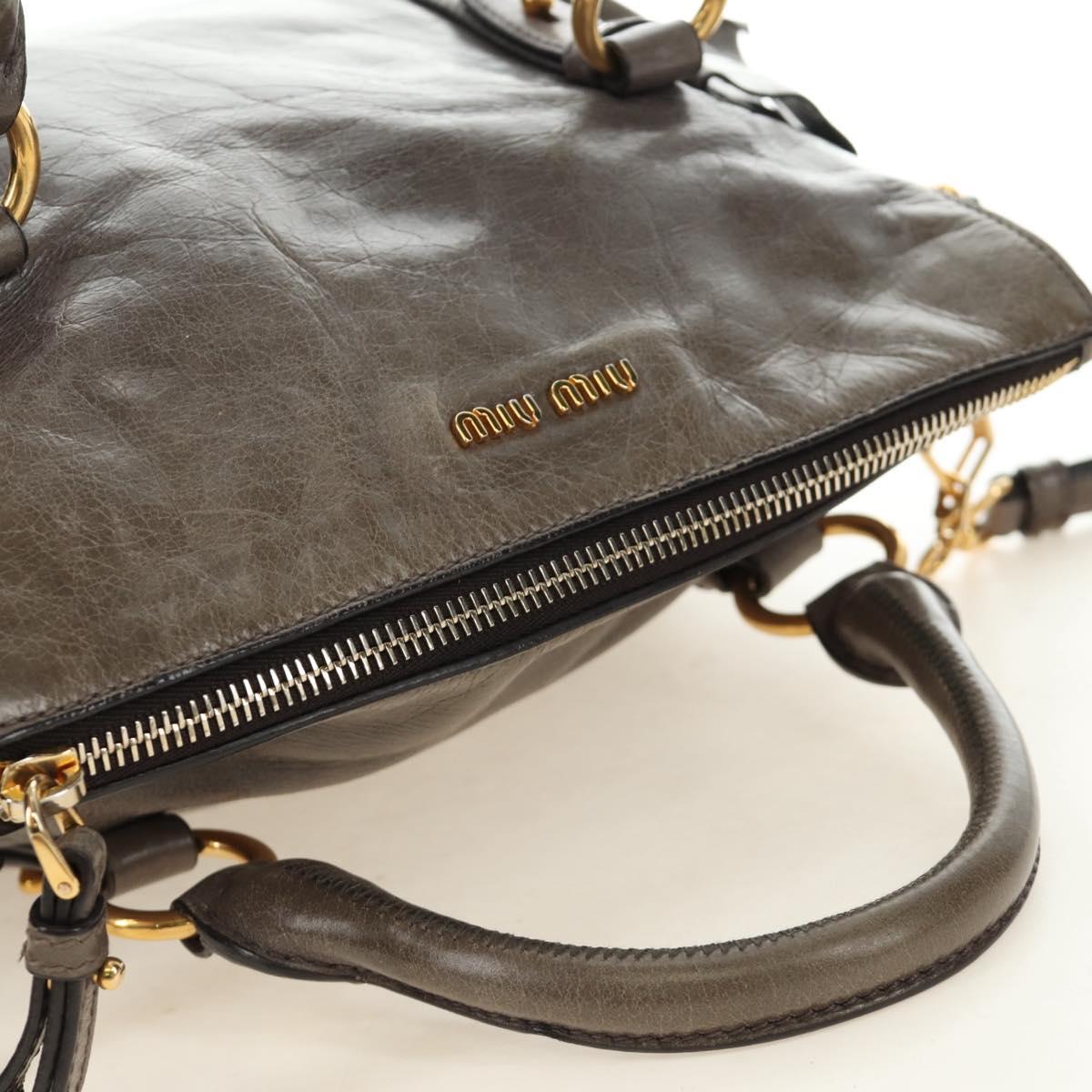 Miu Miu Hand Bag Leather 2way Gray Gold Auth 186440SAM - Jerrillo image 6