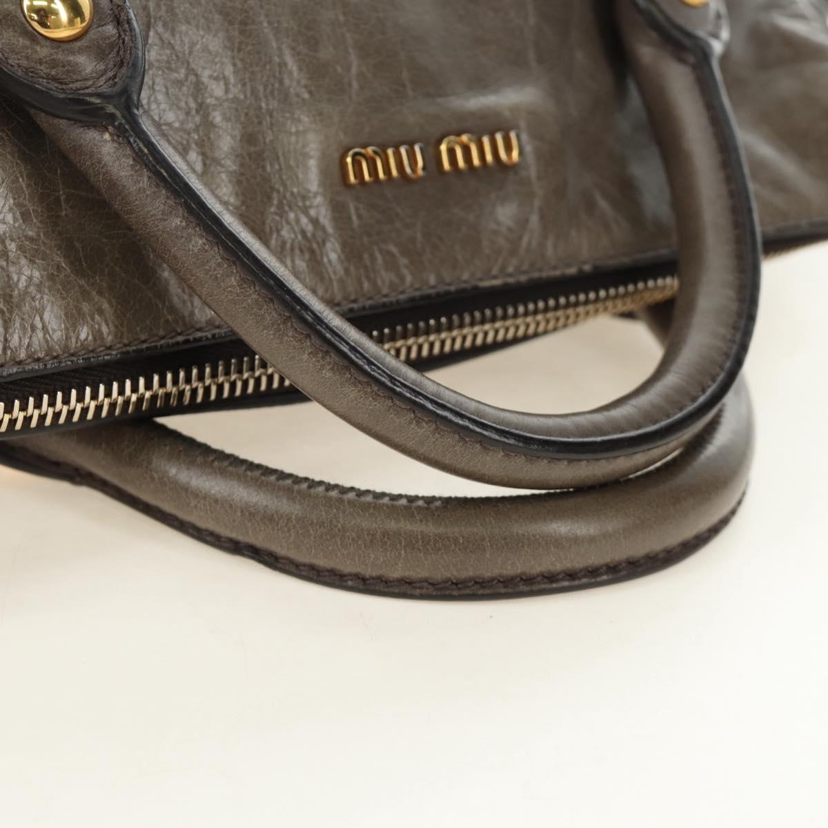 Miu Miu Hand Bag Leather 2way Gray Gold Auth 186440SAM - Jerrillo image 7