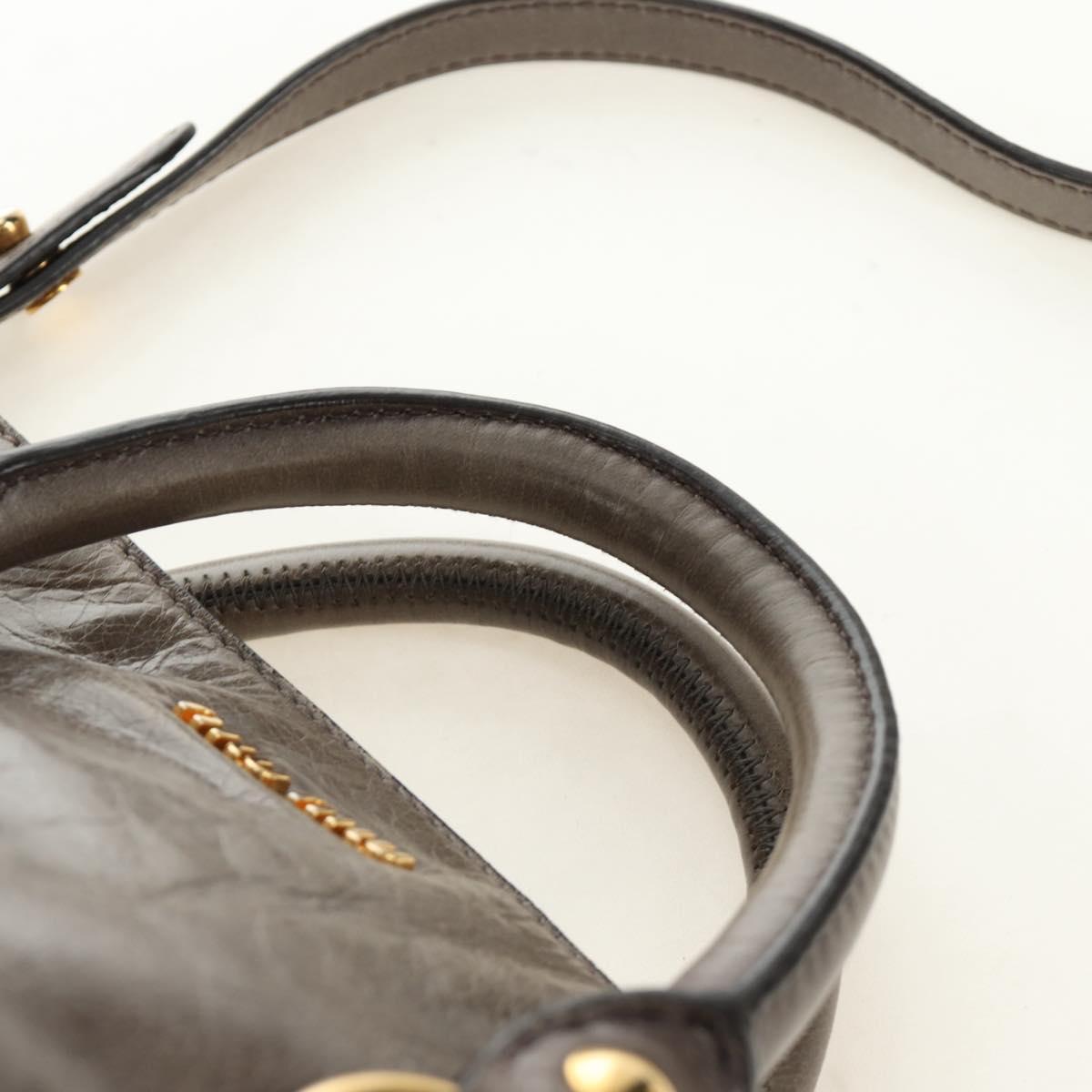 Miu Miu Hand Bag Leather 2way Gray Gold Auth 186440SAM - Jerrillo image 8