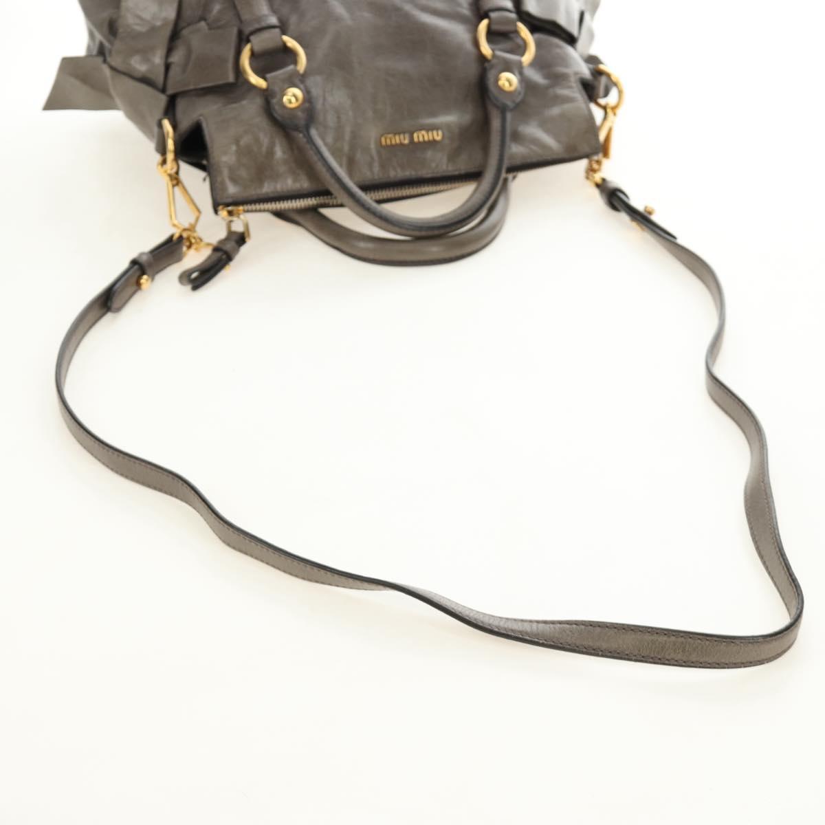 Miu Miu Hand Bag Leather 2way Gray Gold Auth 186440SAM - Jerrillo image 9