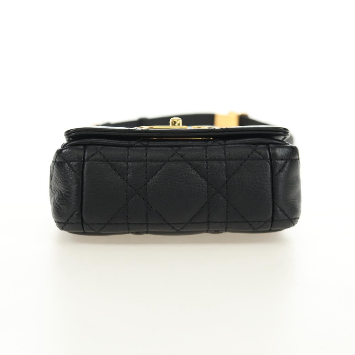 Christian Dior Cannage Caro Chain Pouch Lamb Skin Black Gold Auth 186459SAM - Jerrillo image 5