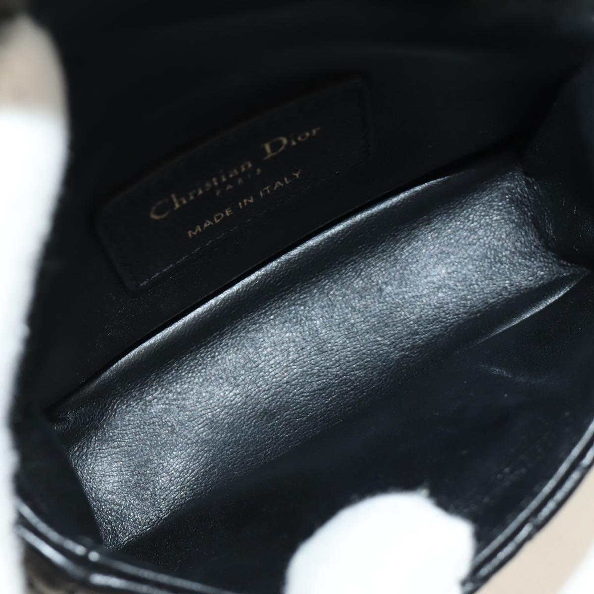 Christian Dior Cannage Caro Chain Pouch Lamb Skin Black Gold Auth 186459SAM - Jerrillo image 10