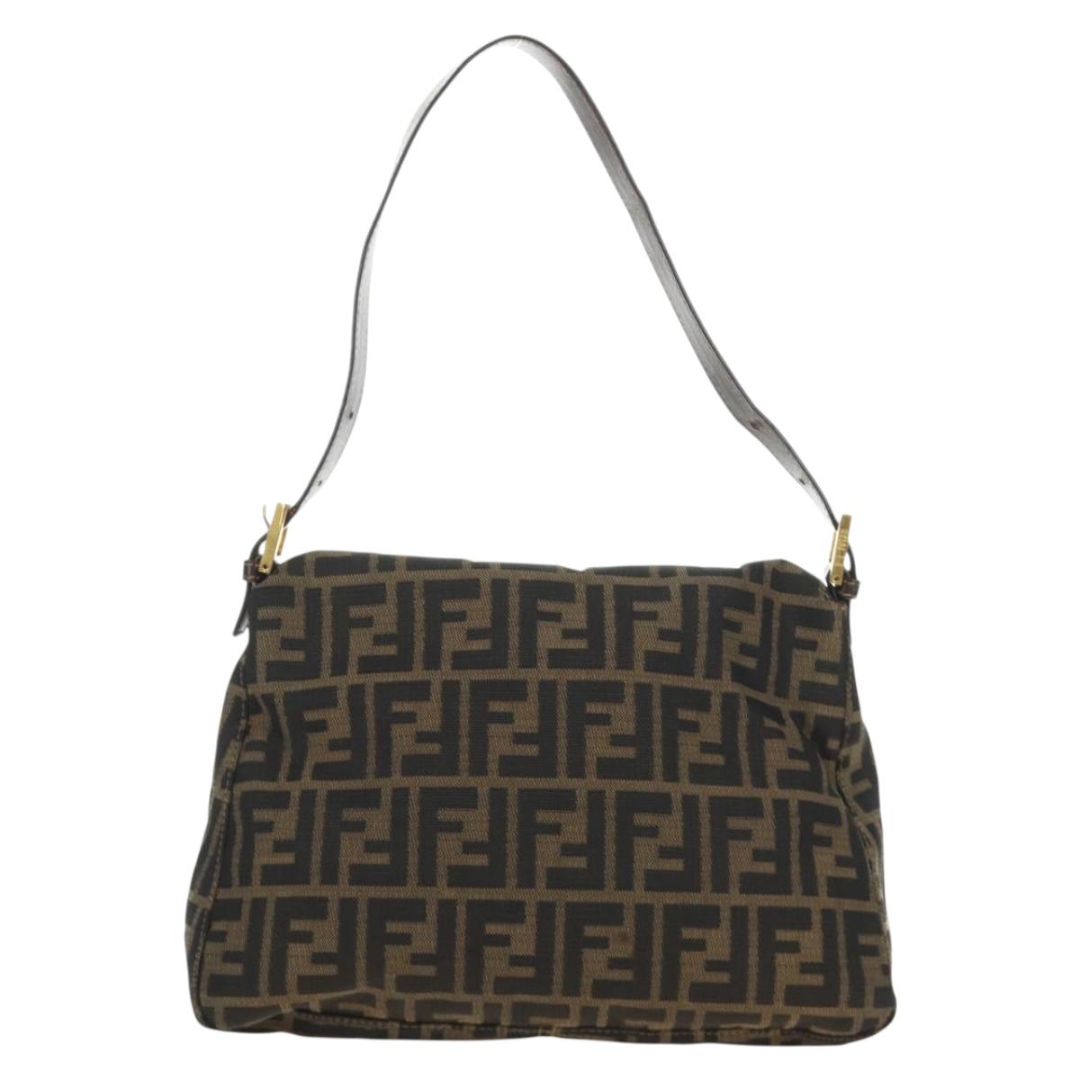 FENDI Zucca Canvas Mamma Baguette Shoulder Bag Black Brown Auth 186461V - Jerrillo image 2